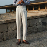 Pantalon Homme Taille Haute à Plis