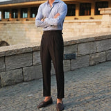 Pantalon Homme Taille Haute à Plis