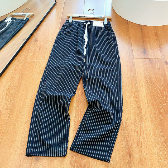 Pantalon Homme Rayé à Taille Élastique