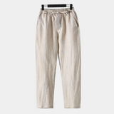 Pantalon Homme Taille Élastique en Lin Mélangé