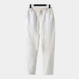 Pantalon Homme Taille Élastique en Lin Mélangé