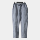 Pantalon Homme Taille Élastique en Lin Mélangé