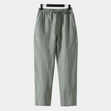 Pantalon Homme Taille Élastique en Lin Mélangé