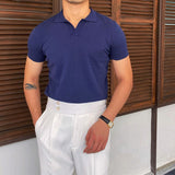 Polo Homme Tricoté à Col Contrasté