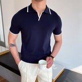 Polo Homme Tricoté à Col Contrasté