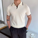Polo Homme Tricoté à Col Contrasté