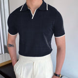Polo Homme Tricoté à Col Contrasté