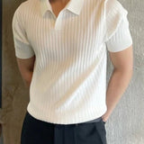 Polo Homme en Maille Texturée à Col Ouvert