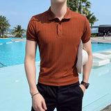 Polo Homme en Maille Texturée à Col Ouvert
