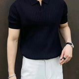 Polo Homme en Maille Texturée à Col Ouvert
