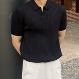 Polo Homme en Maille Texturée à Col Ouvert