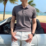 Polo Homme en Maille Texturée à Col Ouvert