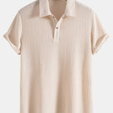 Polo Homme en Maille Texturée à Demi-Zip