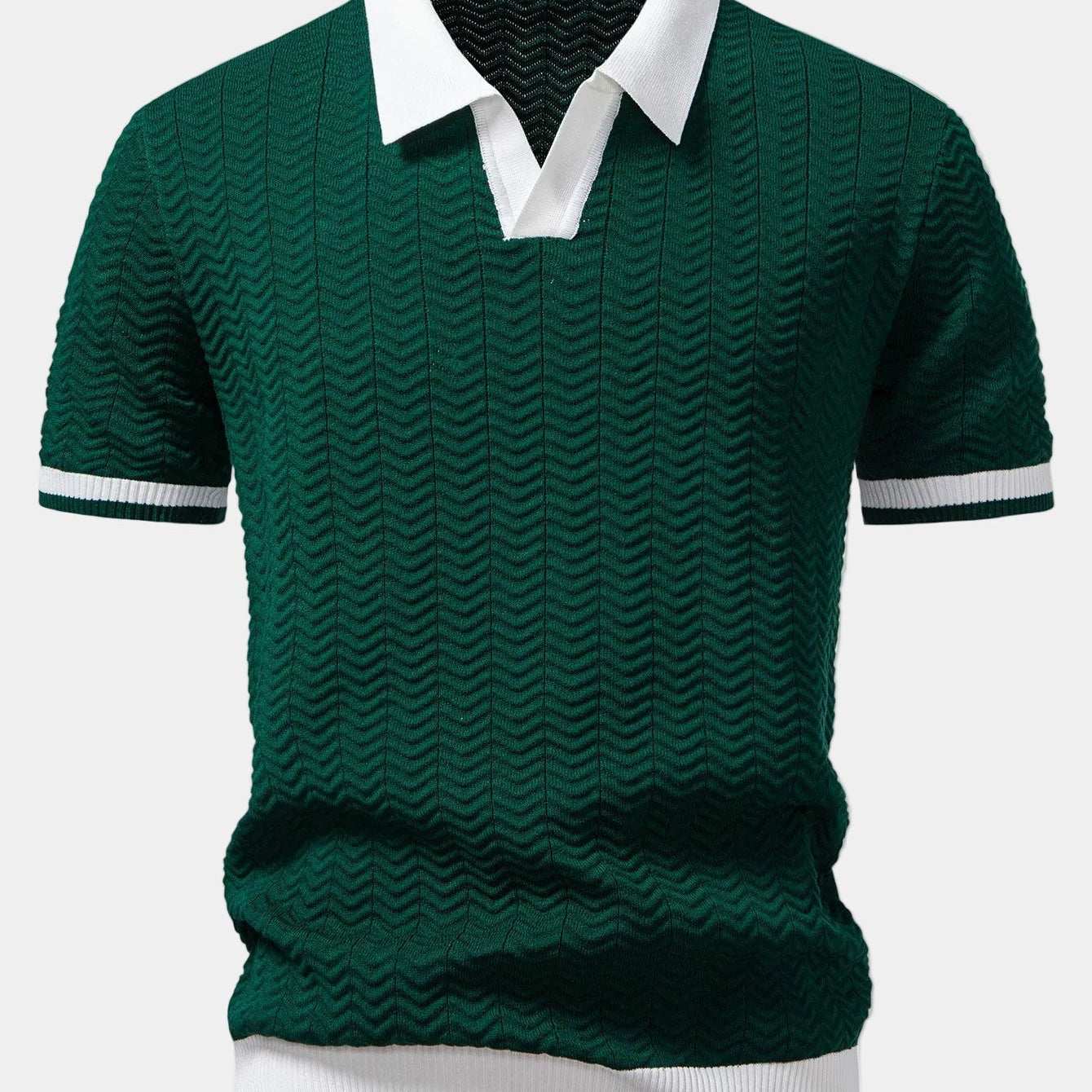Polo Tricoté Homme à Col Contrasté
