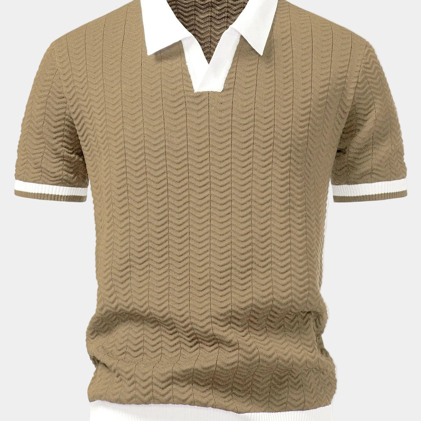Polo Tricoté Homme à Col Contrasté