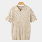 Polo Homme en Maille Texturée à Col Ouvert