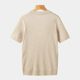 Polo Homme en Maille Texturée à Col Ouvert