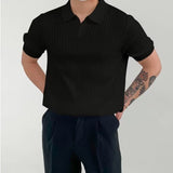 Polo Homme en Maille Texturée à Col Ouvert