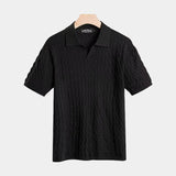 Polo Homme en Maille Plissée à Col Ouvert