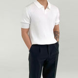 Polo Homme en Maille Texturée à Col Ouvert