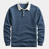 Polo Homme à Manches Longues Col Contrasté