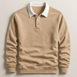 Polo Homme à Manches Longues Col Contrasté