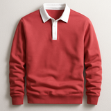Polo Homme à Manches Longues Col Contrasté