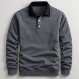 Polo Homme à Manches Longues Col Contrasté