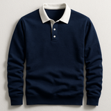 Polo Homme à Manches Longues Col Contrasté