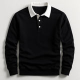 Polo Homme à Manches Longues Col Contrasté