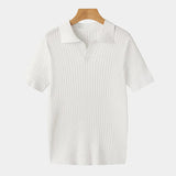 Polo Homme en Maille Texturée à Col Ouvert