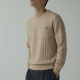Pull Tricoté Texturé à Motif Linéaire