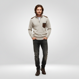 Pull Col Montant Zippé à Détails Contrastés