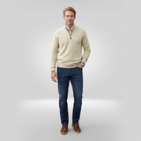 Pull Col Montant Zippé en Maille Fine
