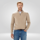 Pull Col Montant Zippé en Maille Fine