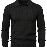 Pull Homme en Maille Côtelée à Col Polo