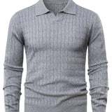 Pull Homme en Maille Côtelée à Col Polo