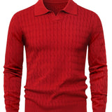 Pull Homme en Maille Côtelée à Col Polo