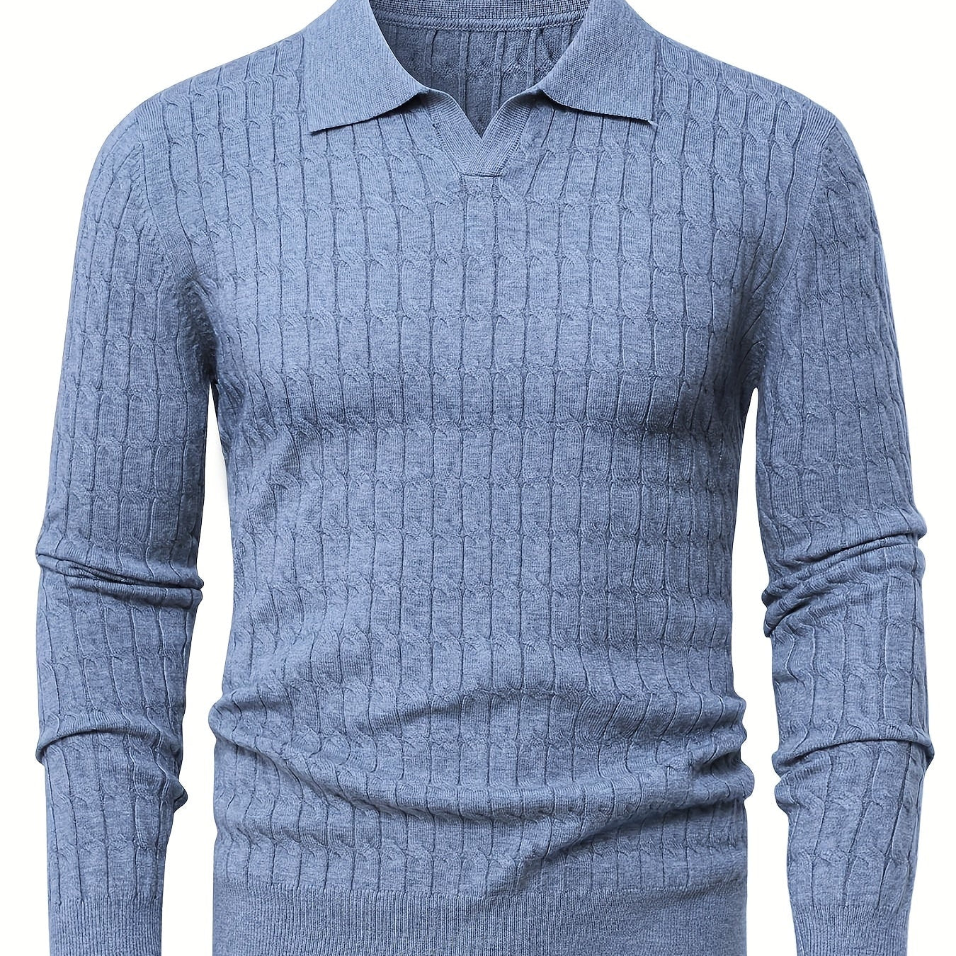 Pull Homme en Maille Côtelée à Col Polo