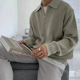 Pull Homme Zippé en Maille Côtelée