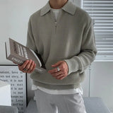 Pull Homme Zippé en Maille Côtelée