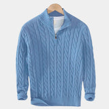 Pull Homme en Maille Torsadée à Col Zippé