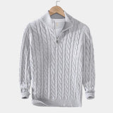 Pull Homme en Maille Torsadée à Col Zippé