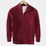 Pull Homme en Maille Torsadée à Col Zippé