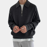Pull Homme Zippé en Maille Côtelée