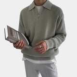 Pull Homme Zippé en Maille Côtelée