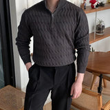 Pull Homme Texturé à Col Demi-Zip