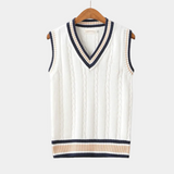 Pull Homme Sans Manches en Maille à Col V