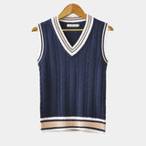 Pull Homme Sans Manches en Maille à Col V