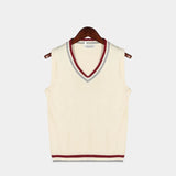 Pull Homme Sans Manches en Maille à Col V